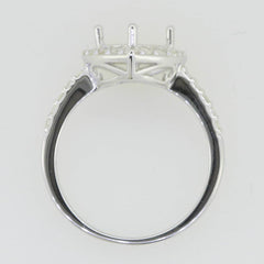 Sterling Silver Semi Mount Ring Setting Heart HT 8X8mm White Topaz Halo - Syzjewelry