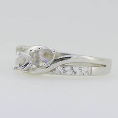 14K White Gold Semi Mount Ring Setting Round RD 4x4mm - Syzjewelry