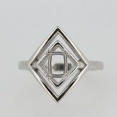 Sterling Silver Semi Mount Ring Setting Cushion Cu 6x4mm White Topaz - Syzjewelry