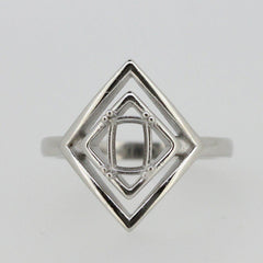 Sterling Silver Semi Mount Ring Setting Cushion Cu 6x4mm White Topaz - Syzjewelry