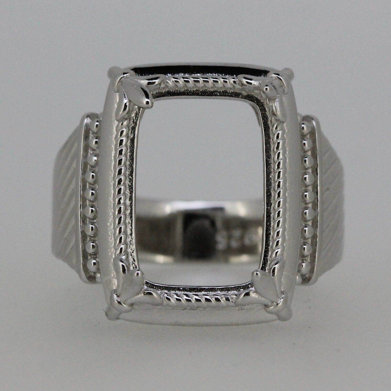 Sterling Silver Semi Mount Ring Setting cabochon Cushion Cu 14x10mm - Syzjewelry