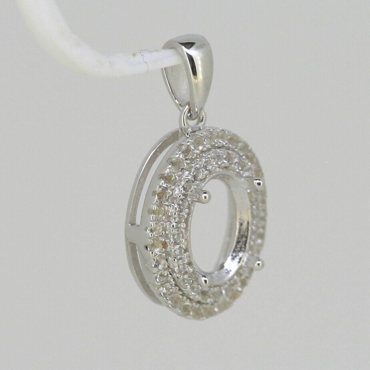 Sterling Silver Semi Mount Pendant Setting Oval OV 9x7mm White Topaz W - Syzjewelry