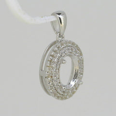 Sterling Silver Semi Mount Pendant Setting Oval OV 9x7mm White Topaz W - Syzjewelry