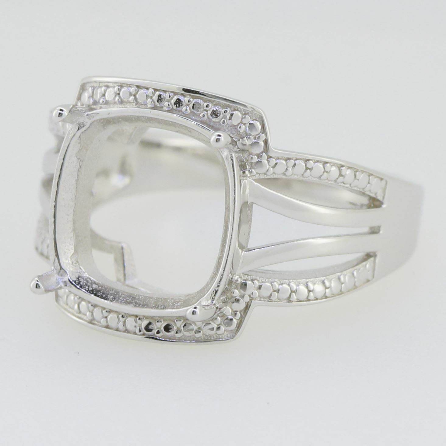 Sterling Silver Semi Mount Ring Setting Cushion CU 12X12mm White Topaz - Syzjewelry