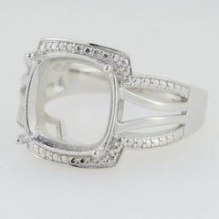 Sterling Silver Semi Mount Ring Setting Cushion CU 12X12mm White Topaz - Syzjewelry
