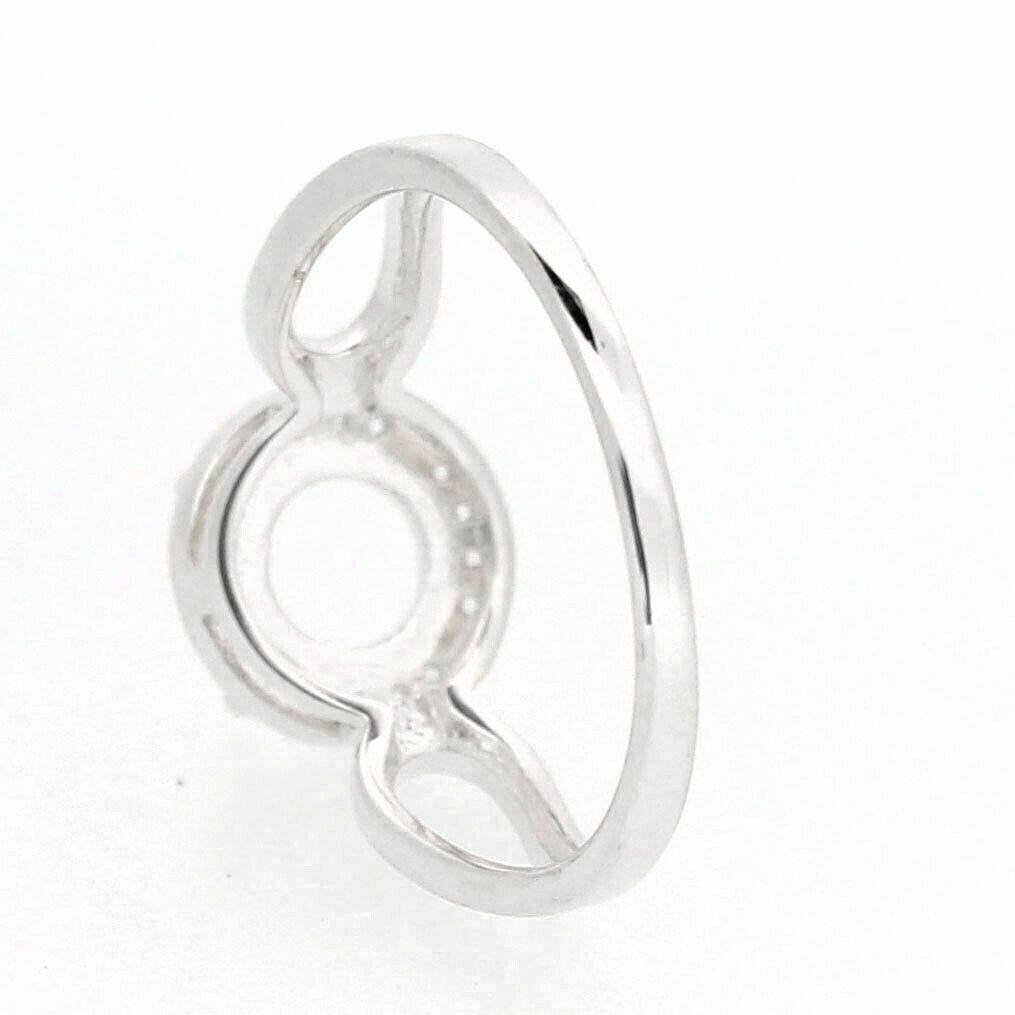 Sterling Silver Semi Mount Ring Setting Round RD 6x6mm Halo w White Topaz - Syzjewelry