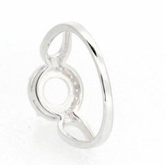 Sterling Silver Semi Mount Ring Setting Round RD 6x6mm Halo w White Topaz - Syzjewelry