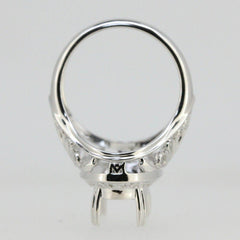 Sterling Silver Semi Mount Ring Setting Oval OV 15x8mm Vintage Repro - Syzjewelry