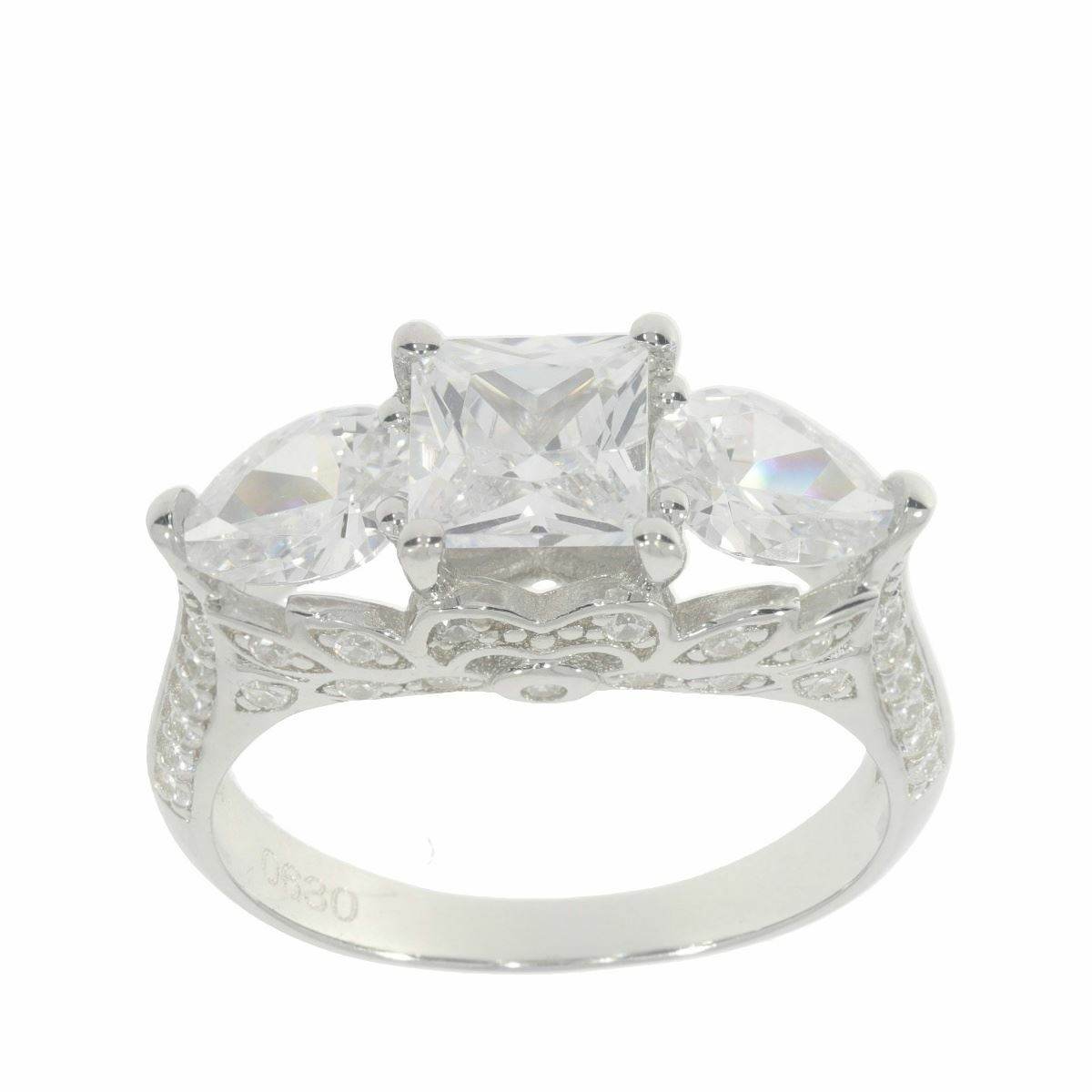 Sterling Silver Semi Mount Ring Setting SQ 6x6mm PE 7X5mm White Topaz - Syzjewelry