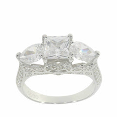 Sterling Silver Semi Mount Ring Setting SQ 6x6mm PE 7X5mm White Topaz - Syzjewelry