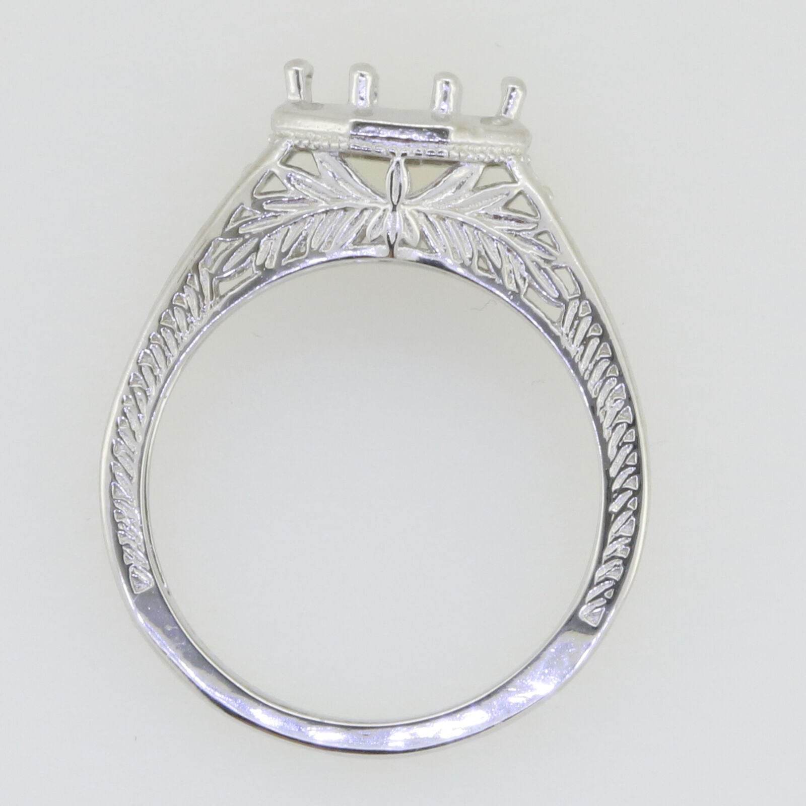 Sterling Silver Semi Mount Ring Setting Round RD 8x8mm Art Nouveau Style - Syzjewelry