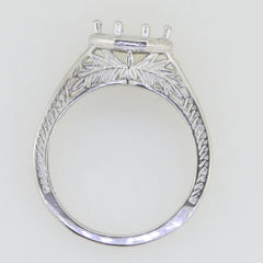 Sterling Silver Semi Mount Ring Setting Round RD 8x8mm Art Nouveau Style - Syzjewelry