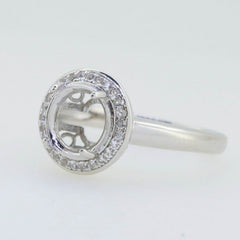 Sterling Silver Semi Mount Ring Setting Round Rd 8x8mm Halo White Topaz - Syzjewelry