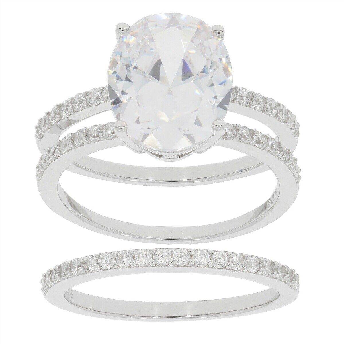 2 piece Set Sterling Silver Semi Mount Ring Setting OV 12x10mm Double Band - Syzjewelry