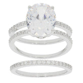 2 piece Set Sterling Silver Semi Mount Ring Setting OV 12x10mm Double Band - Syzjewelry