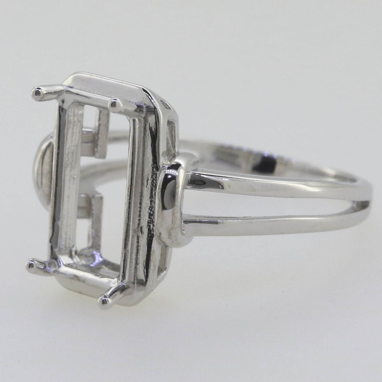 Vintage Style Sterling Silver Semi Mount Ring Setting Emerald OCT 12x8mm - Syzjewelry