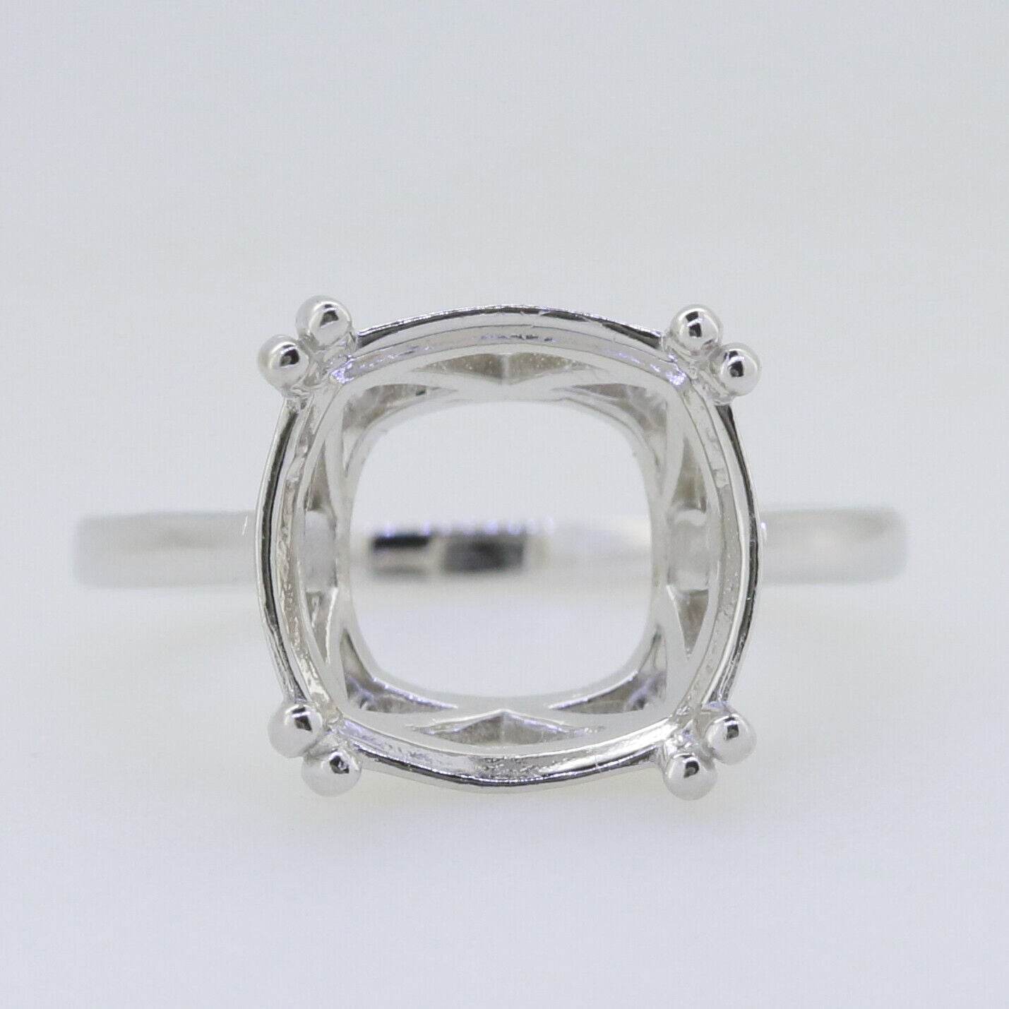 Sterling Silver Semi Mount Ring Setting Cushion CU 12X12mm L669 - Syzjewelry