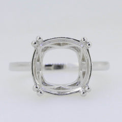 Sterling Silver Semi Mount Ring Setting Cushion CU 12X12mm L669 - Syzjewelry
