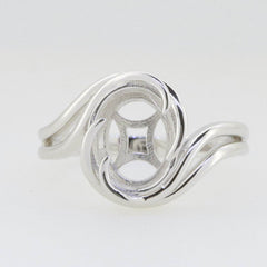 Sterling Silver Semi Mount Ring Setting Oval OV 11x9mm Contemporary - Syzjewelry