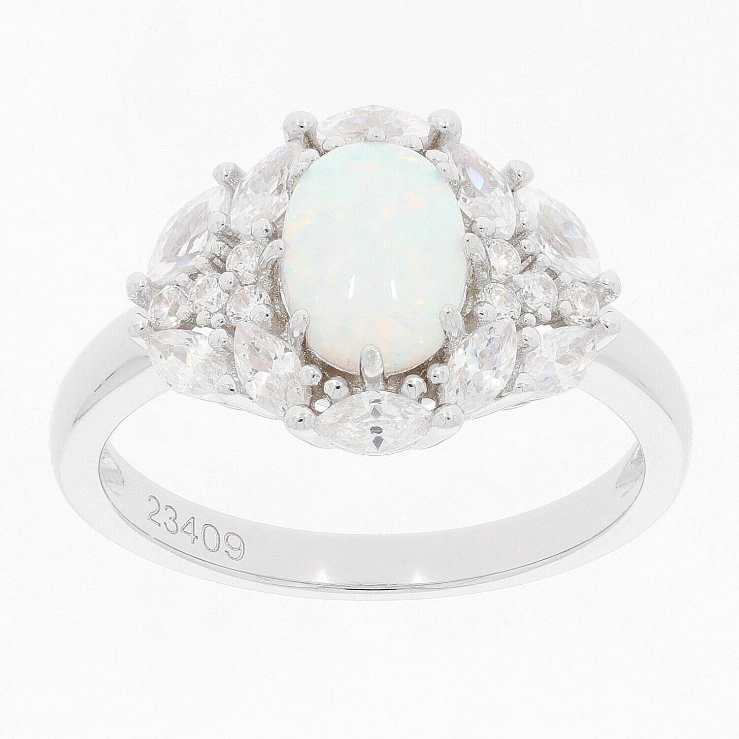 Sterling Silver Semi Mount Ring Setting Cab Oval OV 8x6mm White Topaz - Syzjewelry