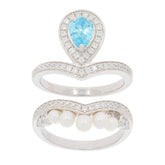 2 piece Set Sterling Silver Semi Mount Ring Setting Pear PE 7X5mm - Syzjewelry