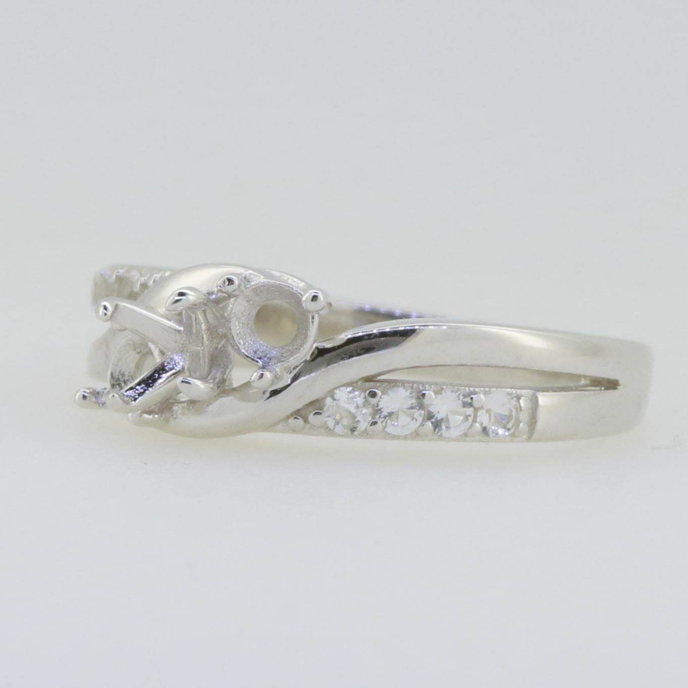 Sterling Silver Semi Mount Ring Setting Round RD 4x4mm White Topaz - Syzjewelry