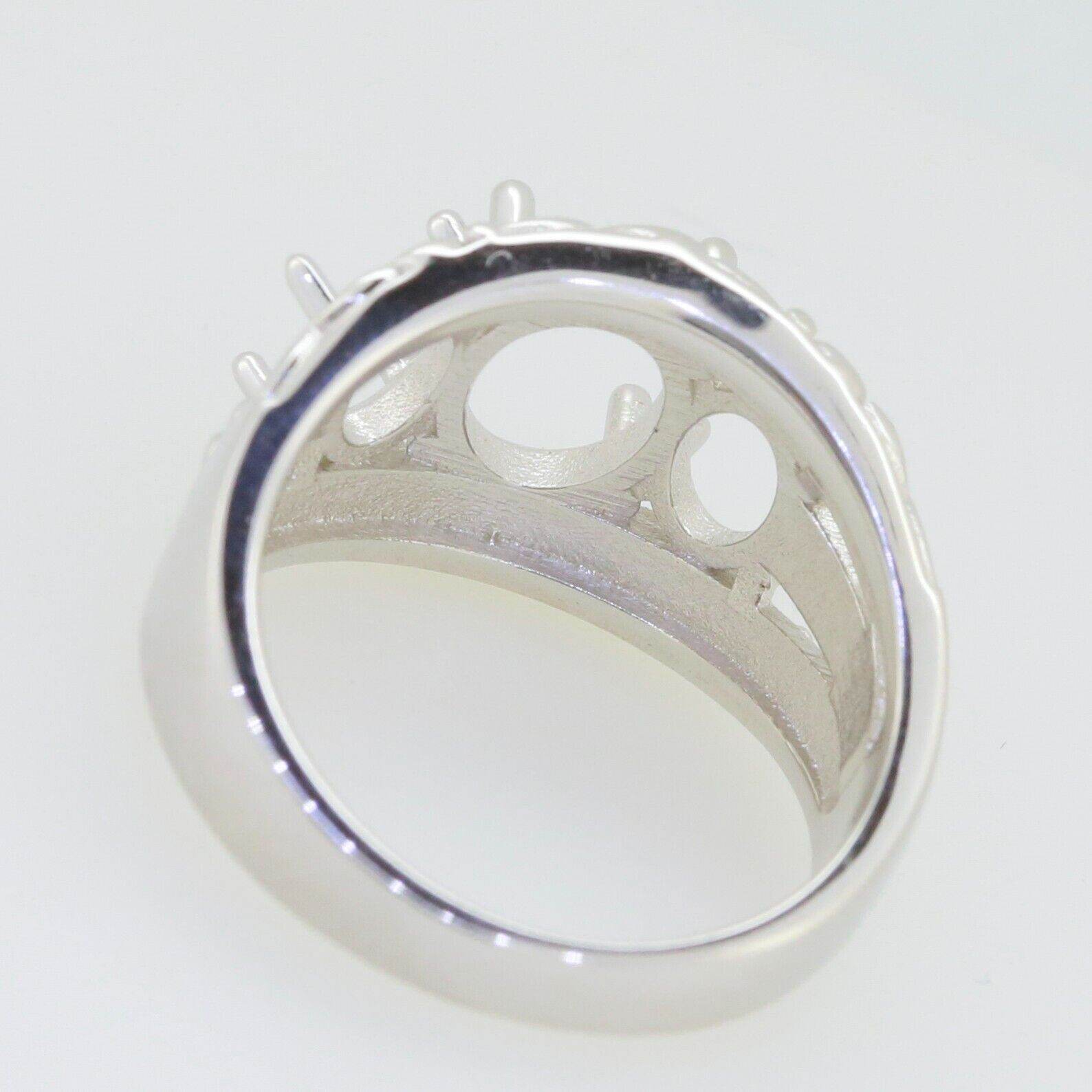 Sterling Silver Semi Mount Ring Setting OV 9x7mm 7x5mm 3 Stone Dome Ri - Syzjewelry