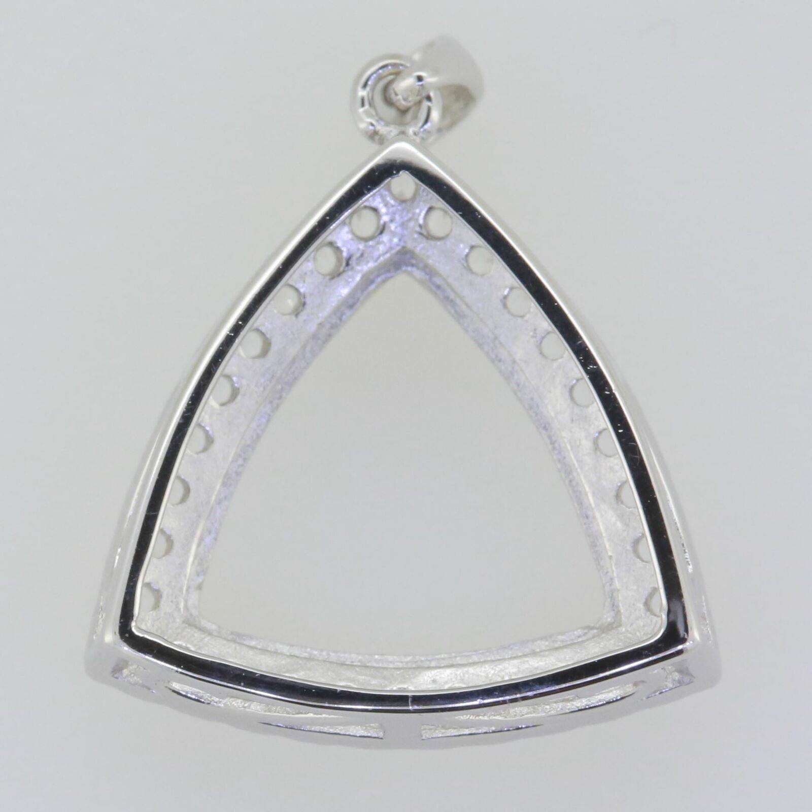 14K White Gold Semi Mount Pendant Setting Trillion TR 13X13mm - Syzjewelry