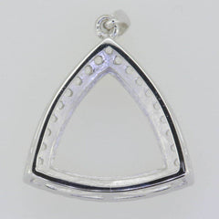 14K White Gold Semi Mount Pendant Setting Trillion TR 13X13mm - Syzjewelry
