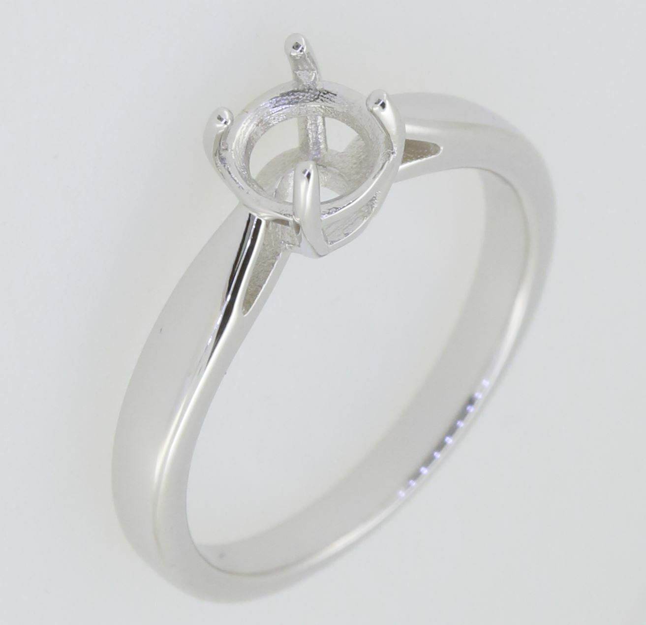 Sterling Silver Semi Mount Ring Setting Round RD 6.5mm White Topaz GTL21067R - Syzjewelry