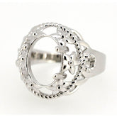 Art Deco Style Sterling Silver Semi Mount Ring Setting Oval OV 12x10mm - Syzjewelry