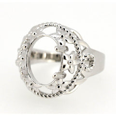 Art Deco Style Sterling Silver Semi Mount Ring Setting Oval OV 12x10mm - Syzjewelry