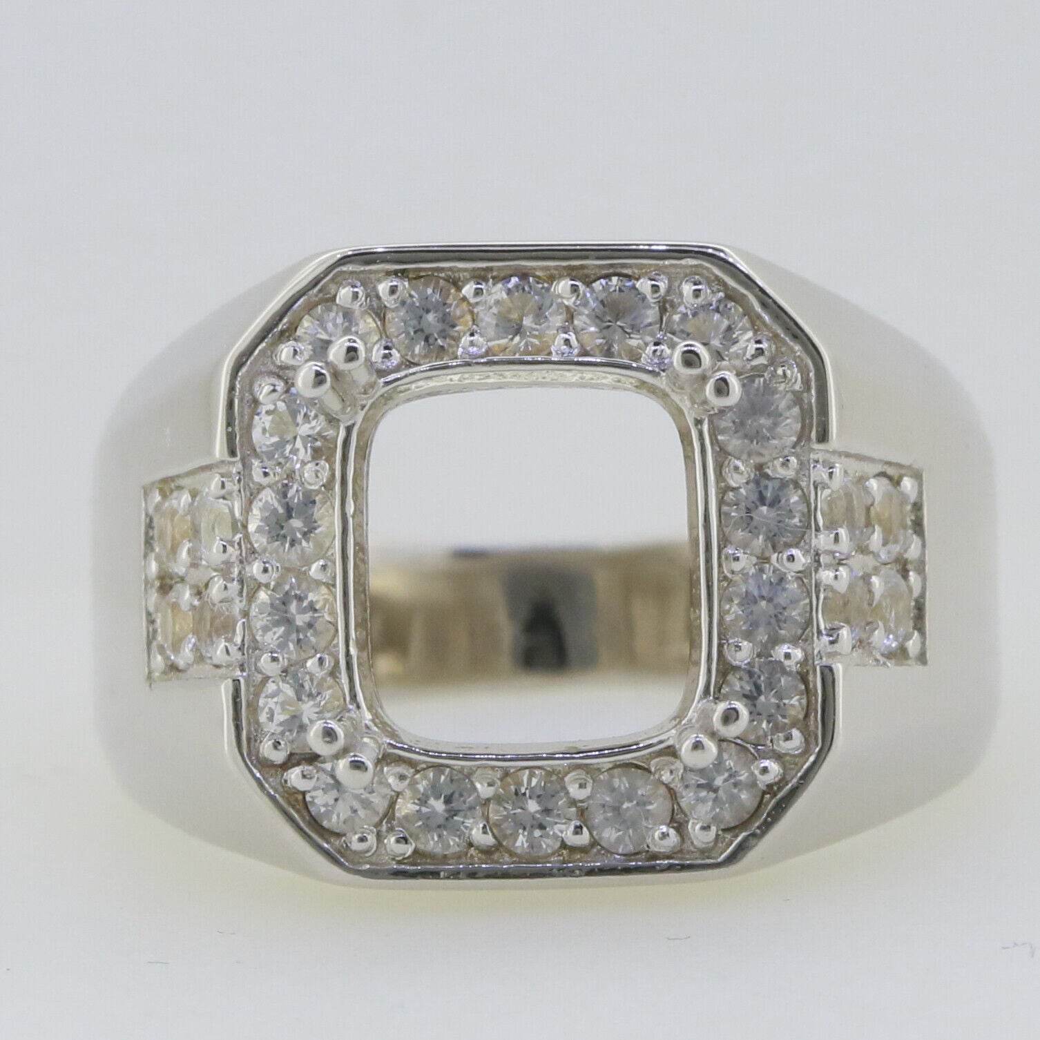 Sterling Silver Semi Mount Ring Setting Cushion CU 10x10mm Men's Ring - Syzjewelry
