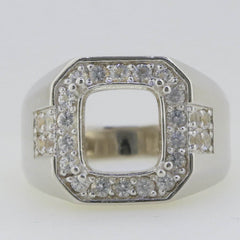 Sterling Silver Semi Mount Ring Setting Cushion CU 10x10mm Men's Ring - Syzjewelry