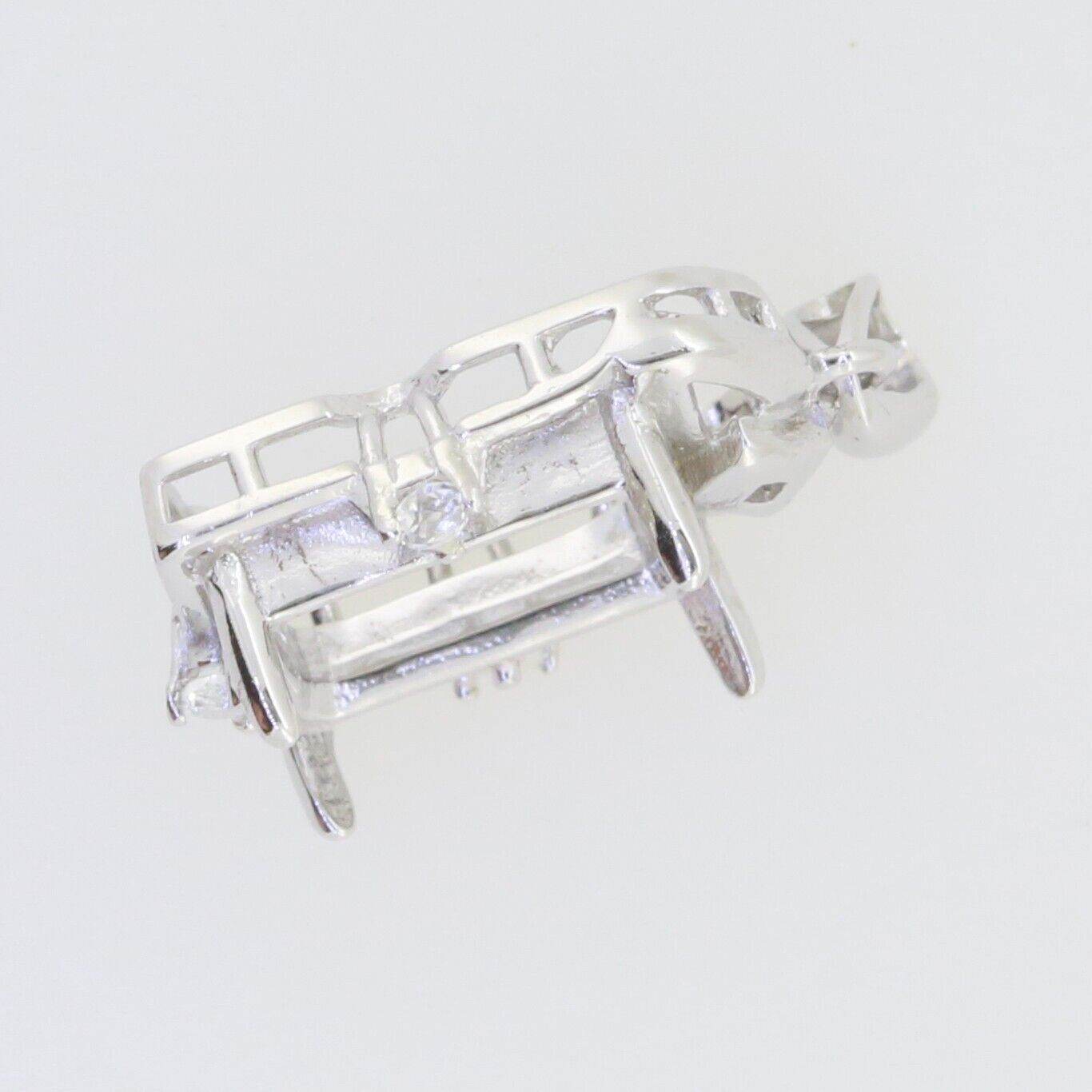 Sterling Silver Semi Mount Pendant Setting Emerald OCT 10X8mm White Topaz - Syzjewelry