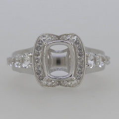 Sterling Silver Semi Mount Ring Setting Cushion CU 9x7mm White Topaz DK20962 - Syzjewelry