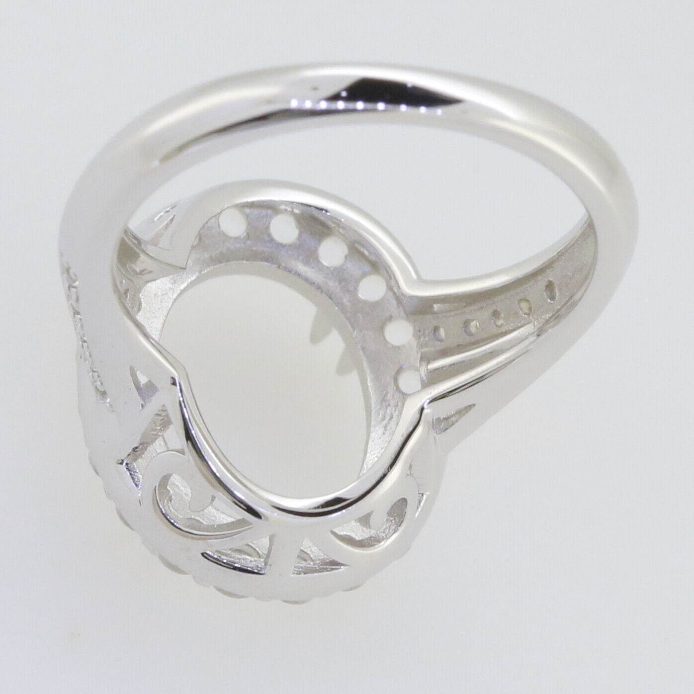 Sterling Silver Semi Mount Ring Setting Oval OV 13X10mm Halo Split Sha - Syzjewelry