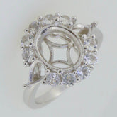 Sterling Silver Semi Mount Ring Setting Oval OV 11x9mm PE 6x4mm White Topaz - Syzjewelry