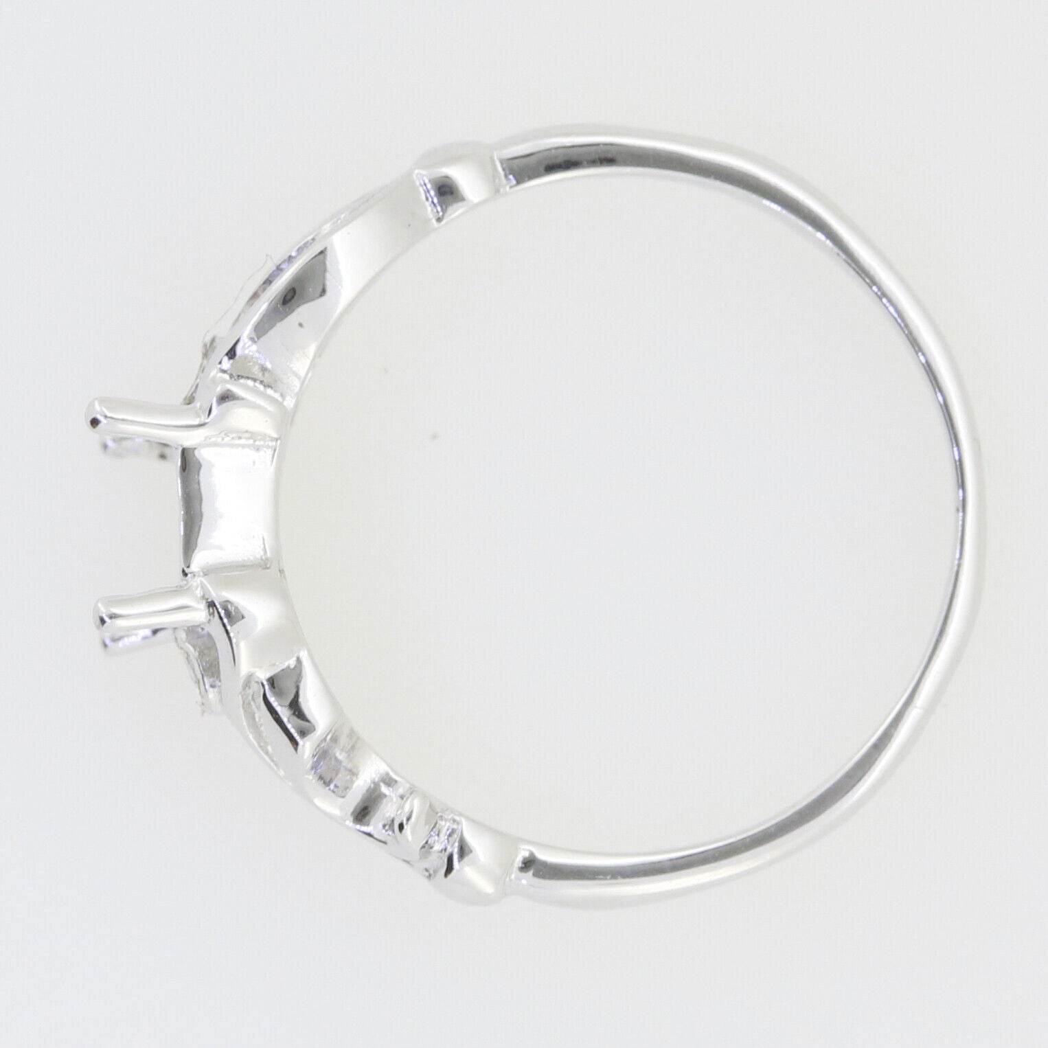 Art Nouveau Style Sterling Silver Semi Mount Ring Setting OCT 7x5mm R171 - Syzjewelry