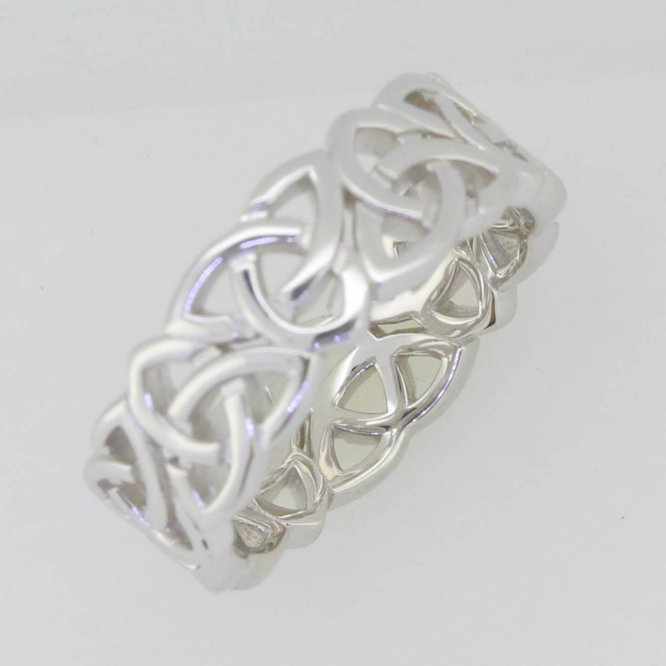 Sterling Silver 7 mm Celtic Knot Band Ring White Topaz - Syzjewelry