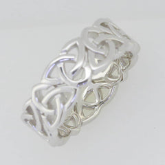 Sterling Silver 7 mm Celtic Knot Band Ring White Topaz - Syzjewelry