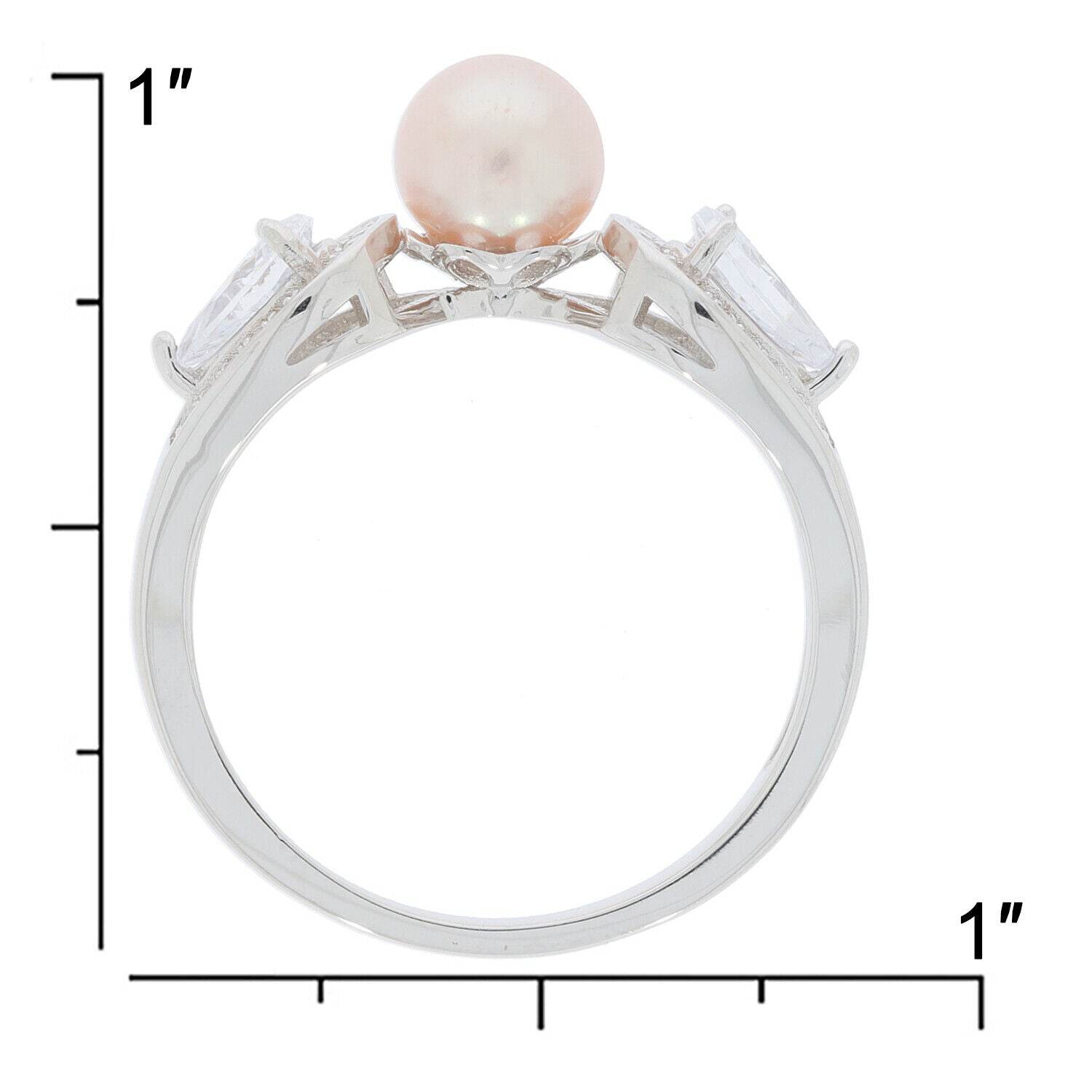 Sterling Silver Semi Mount Ring Setting Round RD 6x6mm Pearl 3 Stone 14795 - Syzjewelry