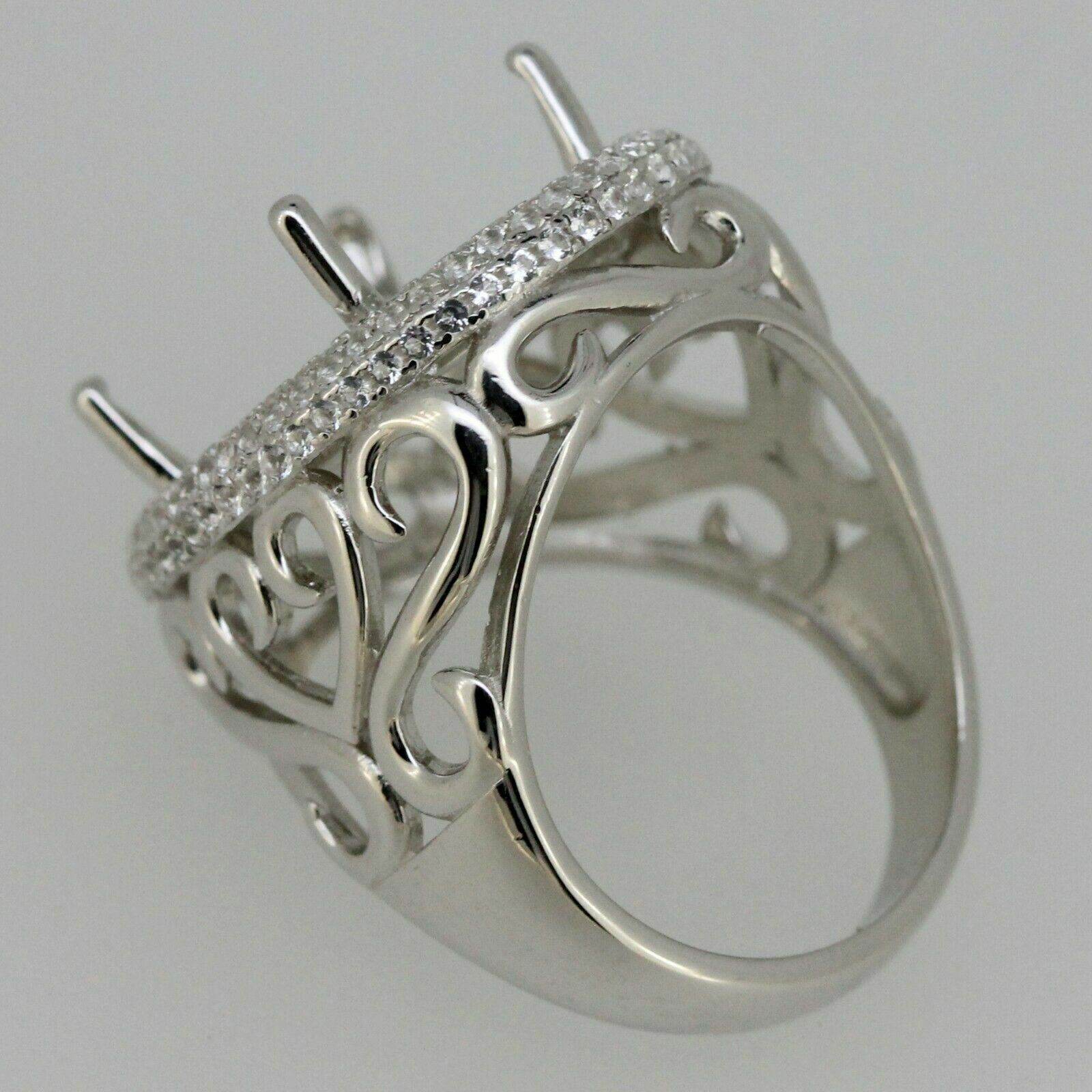 Sterling Silver Semi Mount Ring Setting Oval OV18x13mm White Topaz Double - Syzjewelry