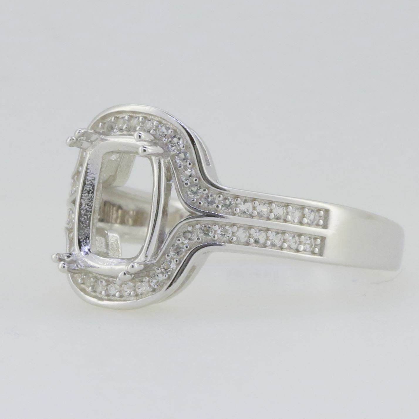 Sterling Silver Semi Mount Ring Setting Cushion CU 9x7mm White Topaz GTL228x - Syzjewelry