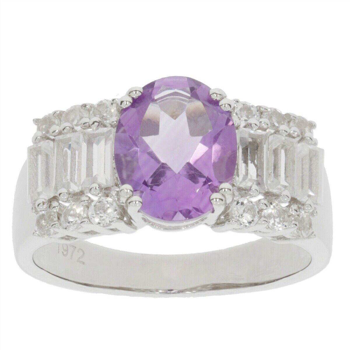 Sterling Silver Semi Mount Ring Setting Oval OV 10x8mm Baguette 3 Row - Syzjewelry