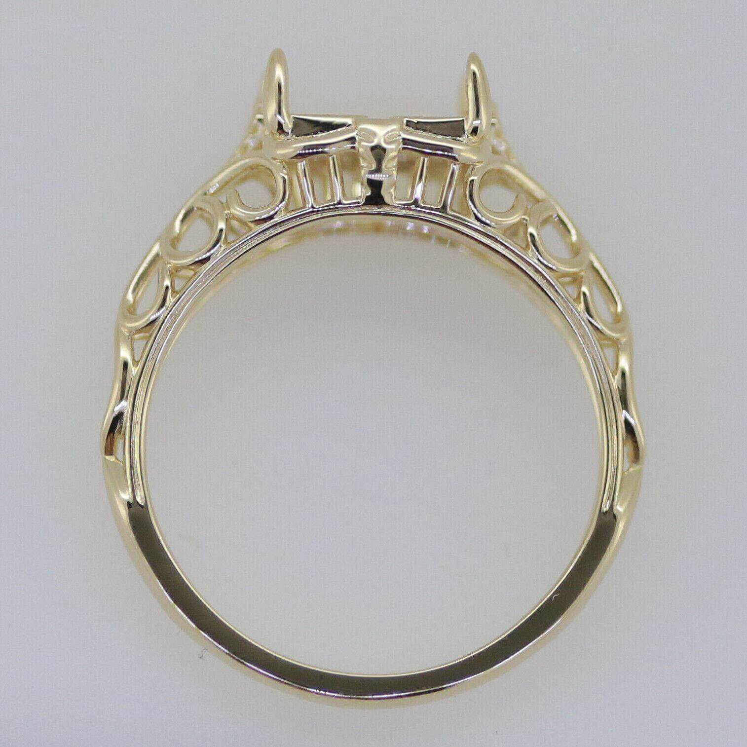 14K Yellow Gold Semi Mount Ring Setting Emerald OCT 8x6mm Filigree - Syzjewelry