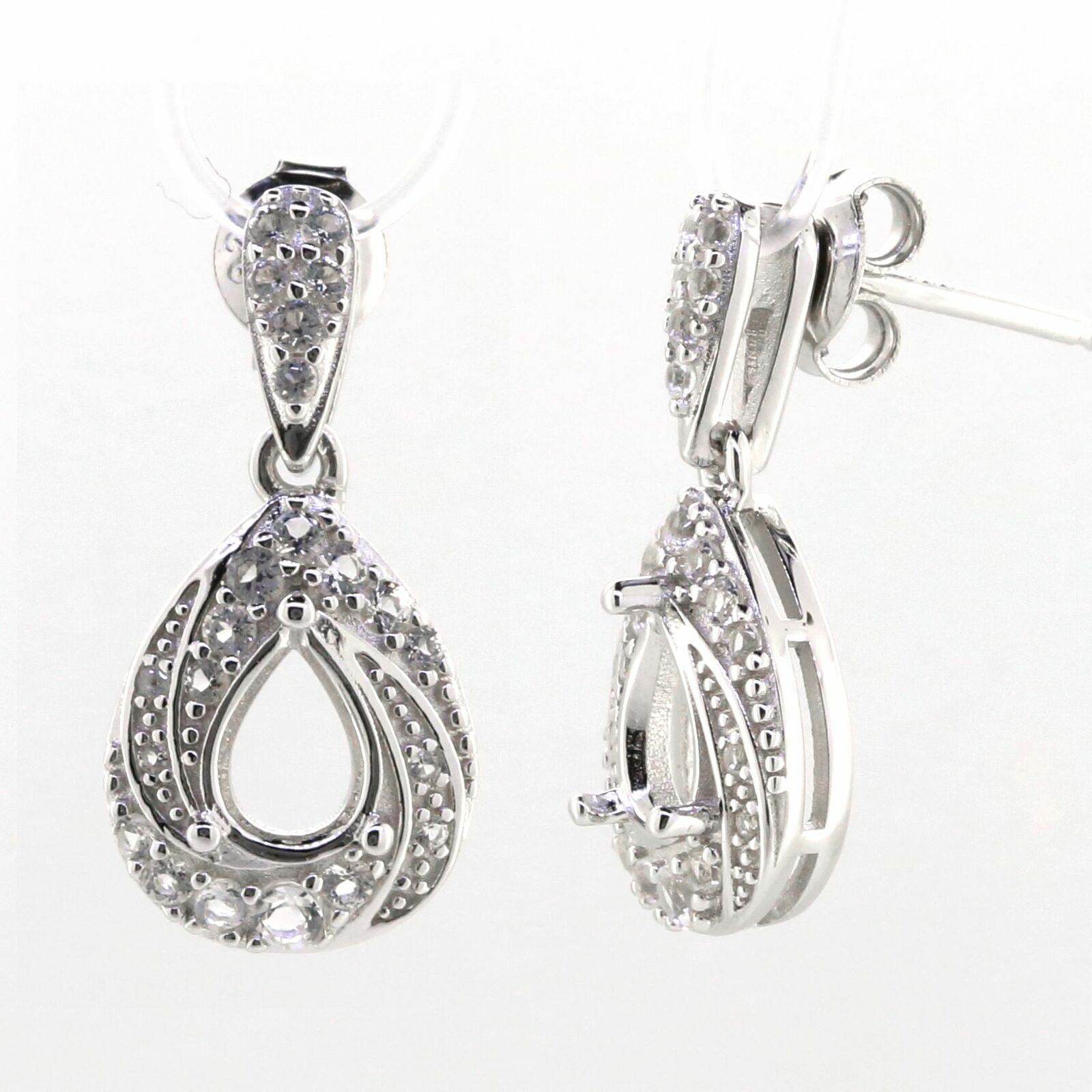 14K White Gold Semi Mount Earrings Setting Pear PE 7X5mm - Syzjewelry