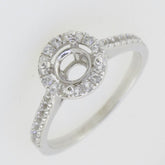 Sterling Silver Semi Mount Ring Setting Round RD 6x6mm White Topaz Halo - Syzjewelry