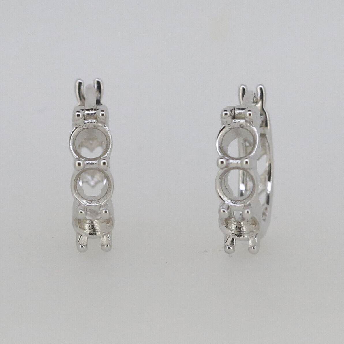 Sterling Silver Semi Mount Earrings Setting RD 5x5mm French Clip - Syzjewelry