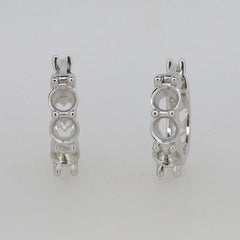 Sterling Silver Semi Mount Earrings Setting RD 5x5mm French Clip - Syzjewelry